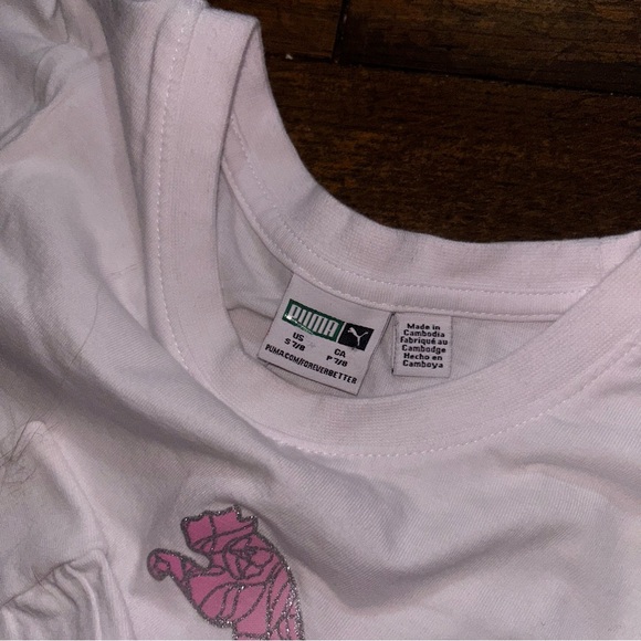 Puma Girls 7/8 Pink Silver Shorts Outfit - Picture 2 of 2